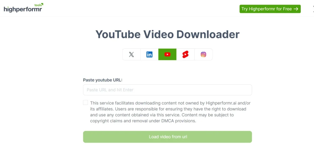 HighPerformr YouTube Downloader