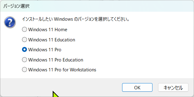 RufusでWindowsバージョンを選択する画面