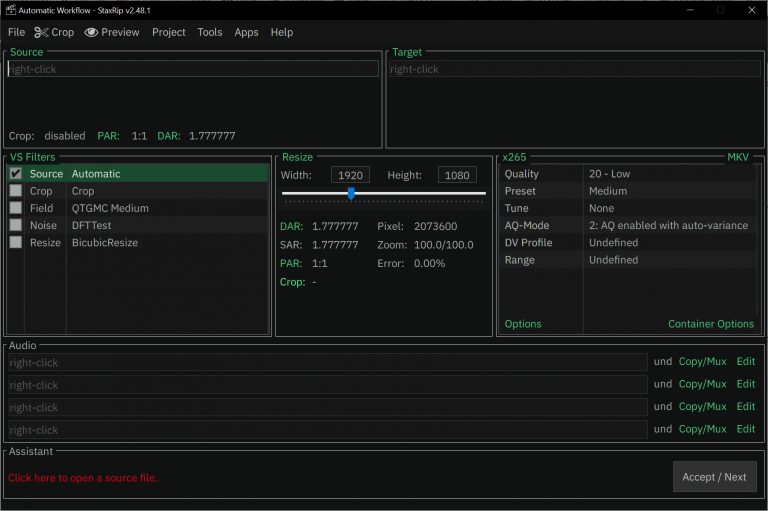 StaxRip – Free Open-Source Video Converter for DVD, MKV, MP4 Encoding and Compression