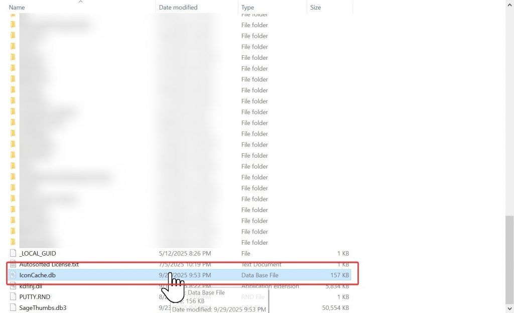 Delete IconCache.db file in Windows 10