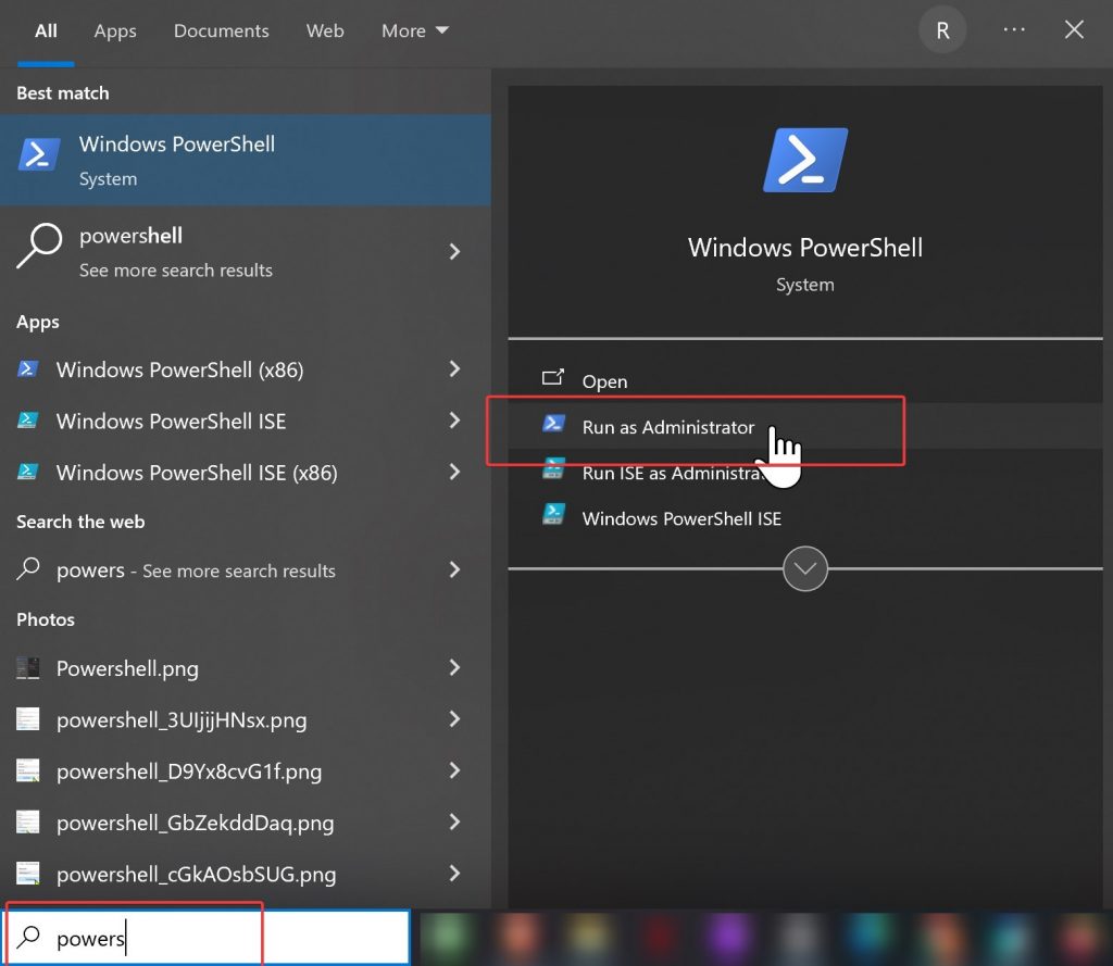 Opening PowerShell as administrator in Windows