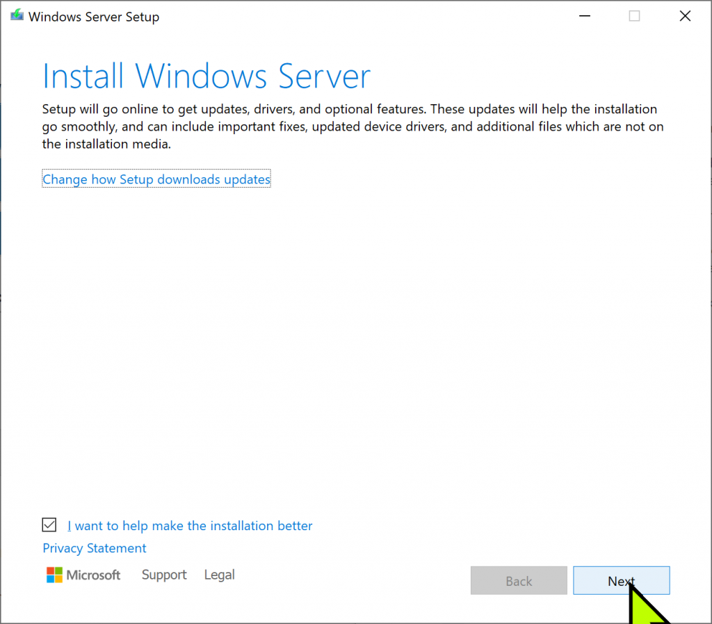 Installation in progress screen labeled Windows Server