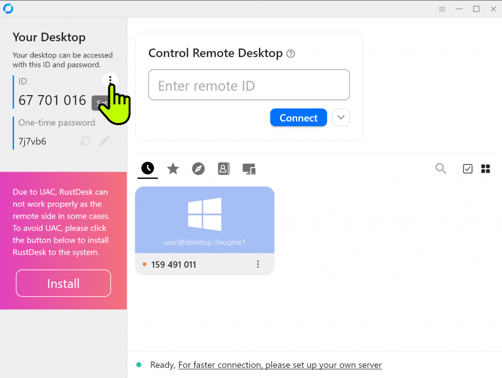 rustdesk remote setting
