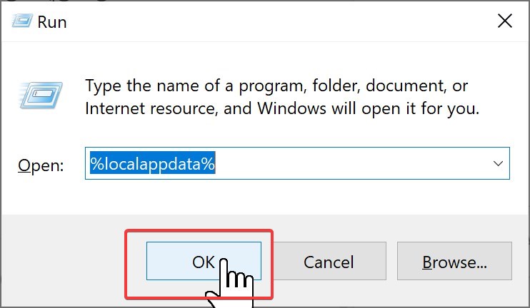 Open local appdata folder in Windows 10