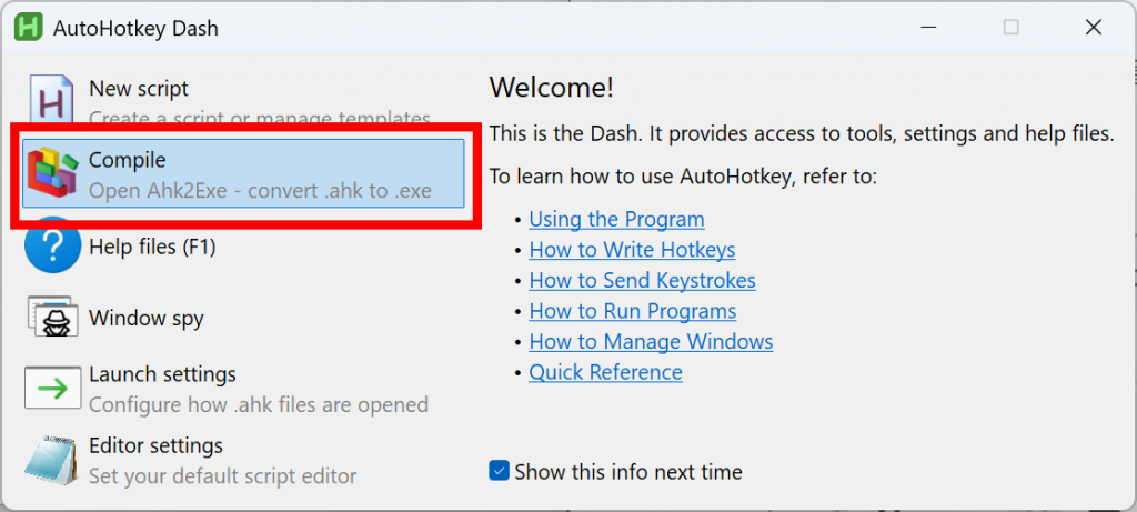 Compile AutoHotkey script to EXE file