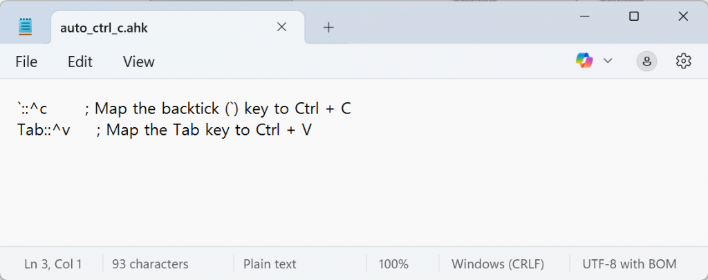 AutoHotkey script remapping tilde and tab keys example