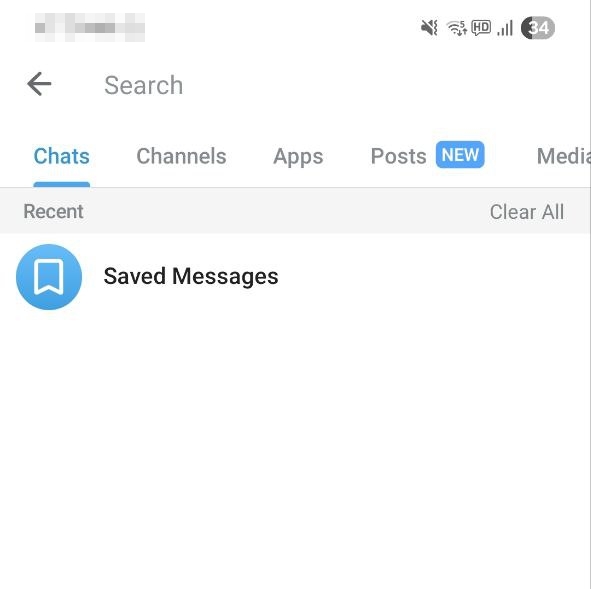 Telegram Saved Messages chat screen