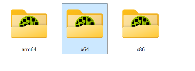 WinDirStat extracted folders arm64 x64 x86 in Windows Explorer